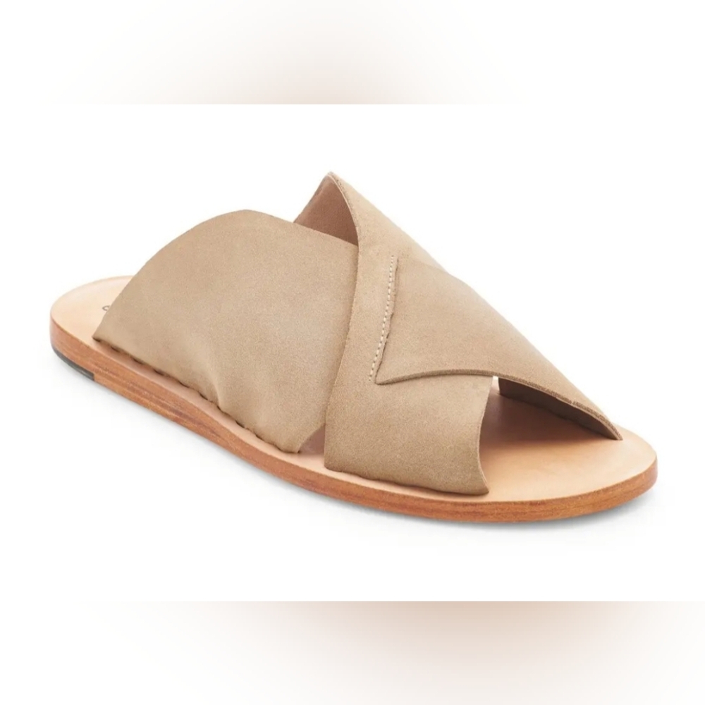 Free People Emilia Slide Sandal Sand Suede Sz 40
